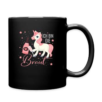 Ich bin die Braut Einhorn Brautjungfern Geschenk J - Tasse einfarbig - Schwarz - Rechts