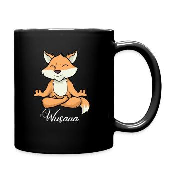Auszeit Durchatmen Wusaaa Fuchs - Tasse einfarbig - Schwarz - Rechts
