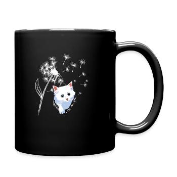 Cute Cat Dandelions - Tasse einfarbig - Schwarz - Rechts