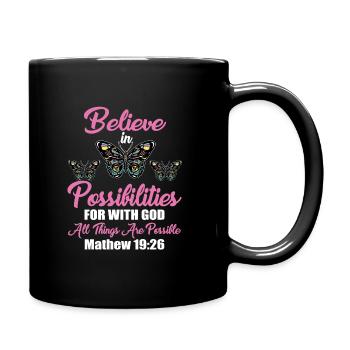 Inspirational Butterfly Believe In God - Tasse einfarbig - Schwarz - Rechts