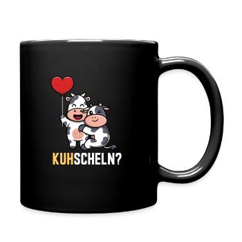 Kuhscheln Kuh Comic Landwirt Bauer Geschenk Bauern - Tasse einfarbig - Schwarz - Rechts