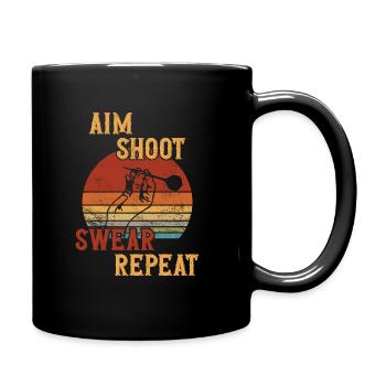Aim Shoot Swear Repeat / Darts - Tasse einfarbig - Schwarz - Rechts