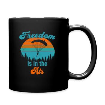 Freedom is in the Air / Skydiving - Full Colour Mug - black - Right