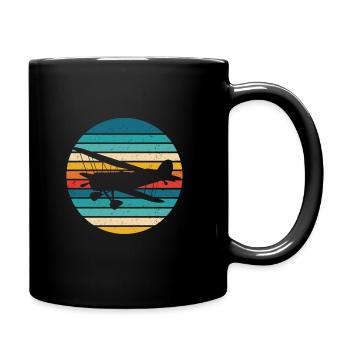 Flugzeug Retro Pilot Geschenk Fliegen Flugsport - Tasse einfarbig - Schwarz - Rechts