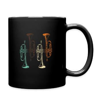 Trompete Trompeter Geschenk Retro Trompetenspieler - Tasse einfarbig - Schwarz - Rechts
