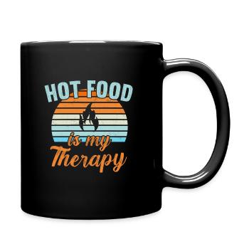 Hot Food is my Therapy / Scharfes Essen - Full Colour Mug - black - Right