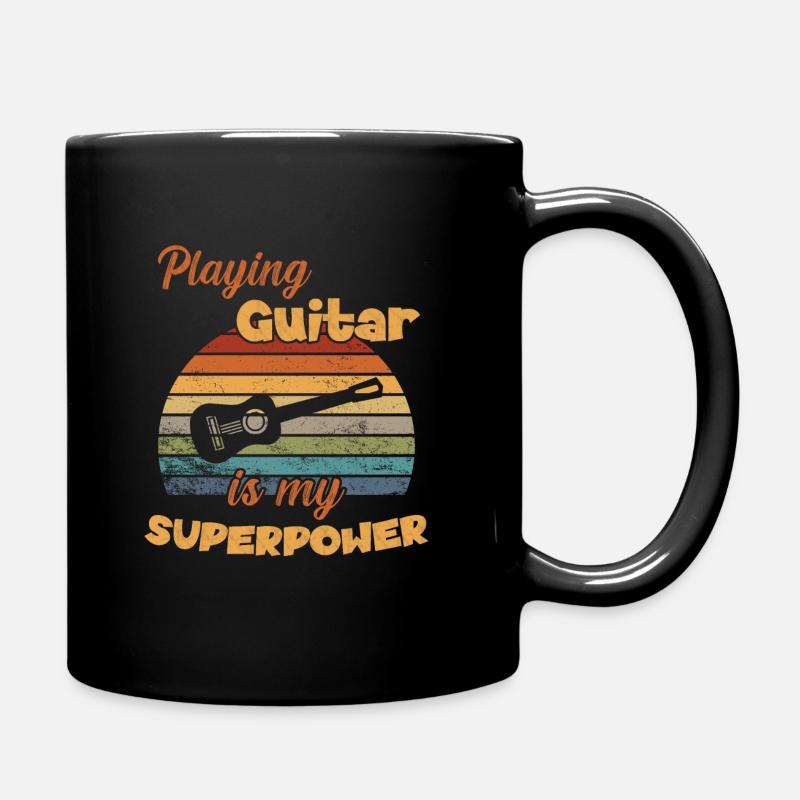 Playing Guitar is my Superpower / Gitarre - Full Colour Mug - black