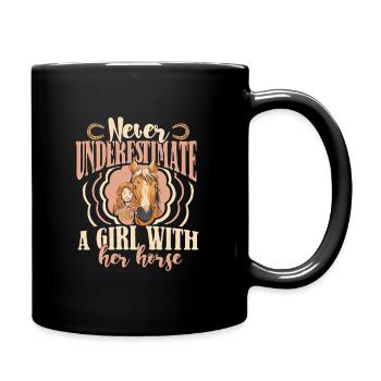 Pferd Pferde Reiten Pferdereiten Sprungreiten - Tasse einfarbig - Schwarz - Rechts