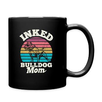 Bulldog Mama Tätowiert Old English Bulldog Mom Tat - Tasse einfarbig - Schwarz - Rechts