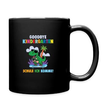 Einschulung Dino Schule Ich komme Schulkind - Tasse einfarbig - Schwarz - Rechts