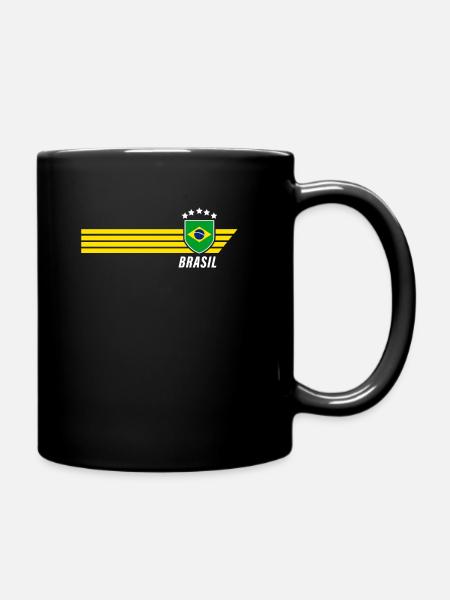 Brésil Maillot de fan de football brésilien Seleção - Mug uni - noir