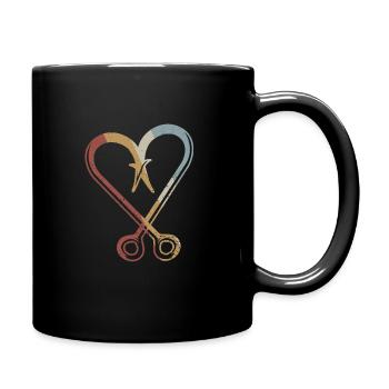 Fishing Hook Retro Style Vintage - Full Colour Mug - black - Right