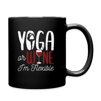 Yoga oder Wein - Ich bin flexibel Yoga & Wein Lieb - Tasse einfarbig - Schwarz - Rechts