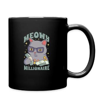 Meowy Millionaire Money Cat Lover - Full Colour Mug - black - Right