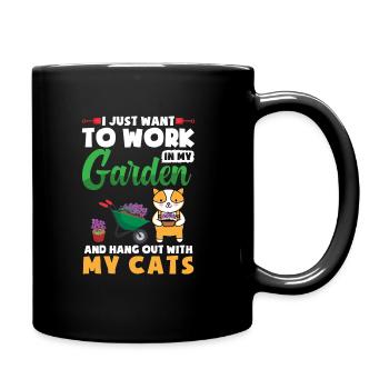 Working In My Garden And Hang Out With My Cat - Tasse einfarbig - Schwarz - Rechts