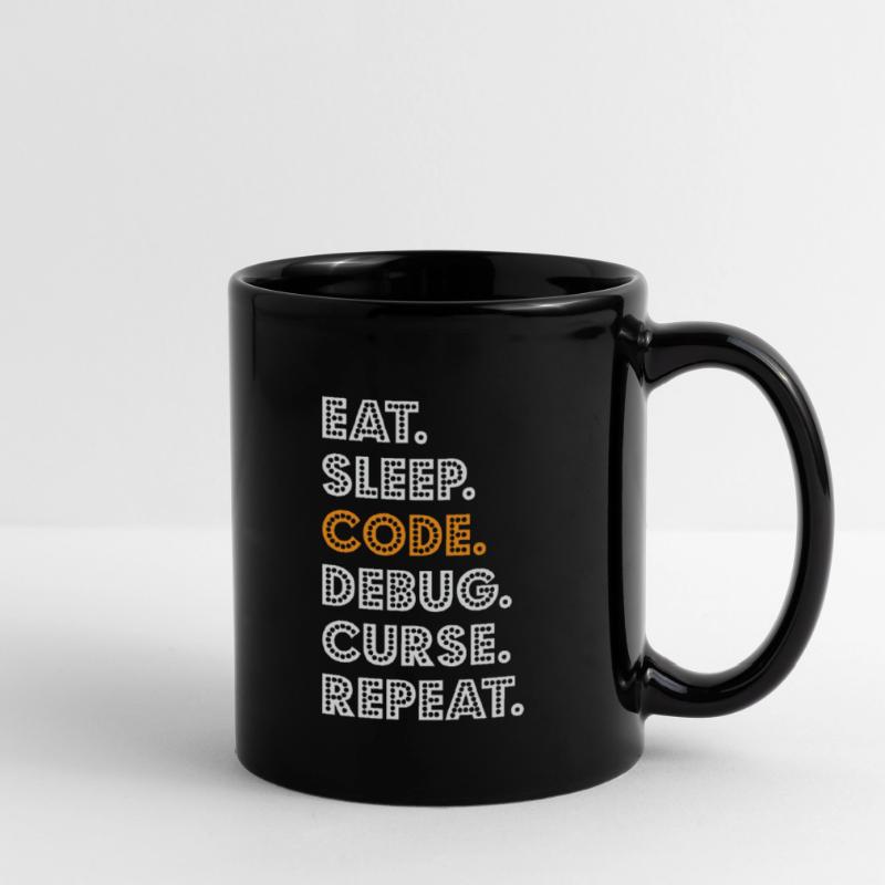 Eat Sleep Code Debug Curse Répéter Programmeur Coder Mug uni