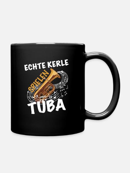 Echte Kerle spielen Tuba - Tasse einfarbig - Schwarz