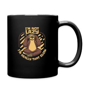 Faultier Faultiere Schlafen Faul - Tasse einfarbig - Schwarz - Rechts