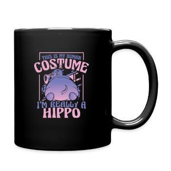 Nilpferd - Tasse einfarbig - Schwarz - Rechts
