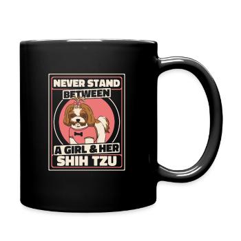 Shih Tzu Hund Shitzu Hunde - Tasse einfarbig - Schwarz - Rechts
