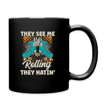 Retro Roller Skates See Me Rollin - Tasse einfarbig - Schwarz - Rechts