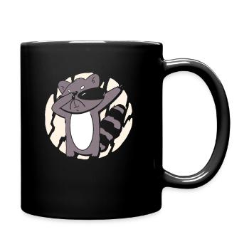 Cute Dabbing Raccoon - Tasse einfarbig - Schwarz - Rechts