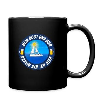 Boot und Bier Segelboot - Tasse einfarbig - Schwarz - Rechts