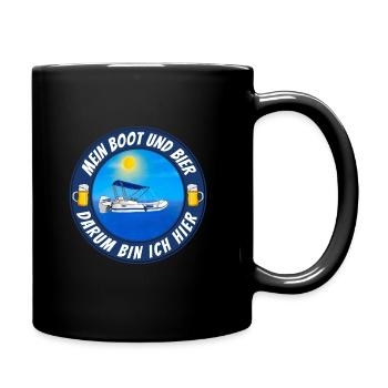 Mein Boot und Bier dafür bin ich hier - Tasse einfarbig - Schwarz - Rechts