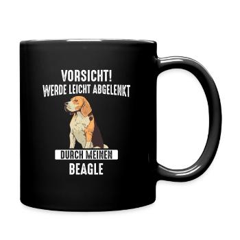 Beagle Hund - Tasse einfarbig - Schwarz - Rechts
