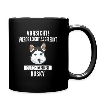 Husky Siberian Husky Hund - Tasse einfarbig - Schwarz - Rechts