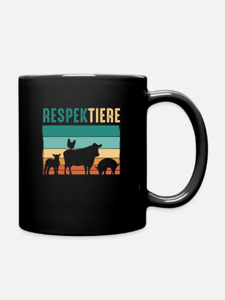 Vegetarier Veganer Tierschutz Tierrecht Veggie - Tasse einfarbig - Schwarz