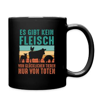 Vegetarier Veganer Tierschutz Tierrecht Veggie - Tasse einfarbig - Schwarz - Rechts