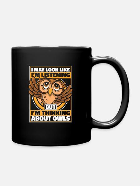 Eule Vogel Tier Eulen - Tasse einfarbig - Schwarz