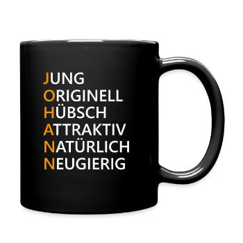 Johann Name Geschenk - Tasse einfarbig - Schwarz - Rechts