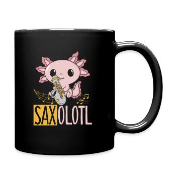 Funny Cute Saxolotl Saxophone Axolotl - Tasse einfarbig - Schwarz - Rechts