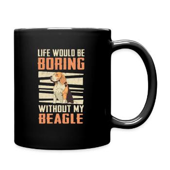 Beagle Hund - Tasse einfarbig - Schwarz - Rechts