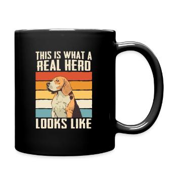 Beagle Hund - Tasse einfarbig - Schwarz - Rechts