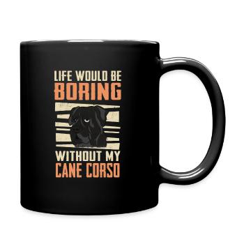 Cane Corso Hund - Tasse einfarbig - Schwarz - Rechts
