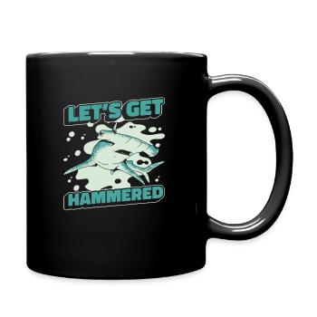 Hammerhai Hai Fisch Tier Haie - Tasse einfarbig - Schwarz - Rechts