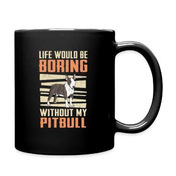 Pitbull Dog - Full Colour Mug - black - Right