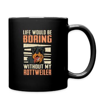 Rottweiler Hund - Tasse einfarbig - Schwarz - Rechts