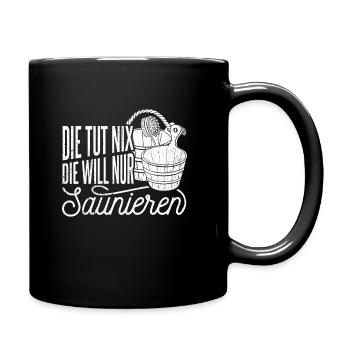 Sauna Wellness Saunagänger Finnische Sauna Spruch - Tasse einfarbig - Schwarz - Rechts