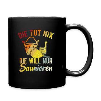 Saunameister - Geschenk Sauna Spruch Saunieren - Tasse einfarbig - Schwarz - Rechts