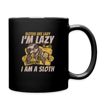 Faultier Faultiere Schlafen Faul - Tasse einfarbig - Schwarz - Rechts