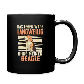 Beagle Hund - Tasse einfarbig - Schwarz - Rechts