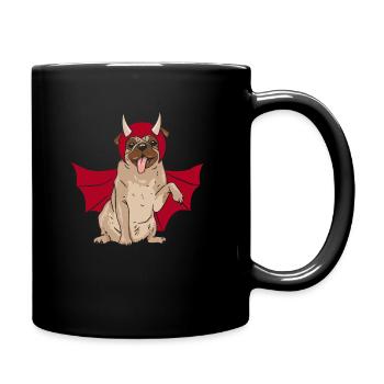 Cute Dog Pug In Vampire Costume - Tasse einfarbig - Schwarz - Rechts