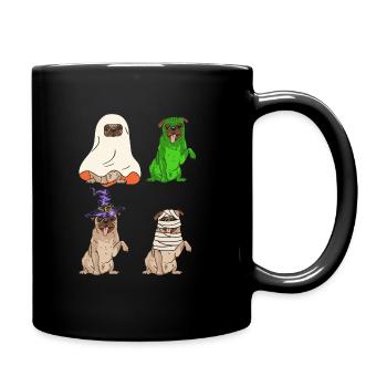 Cute Dog Pug In Halloween Costumes - Tasse einfarbig - Schwarz - Rechts