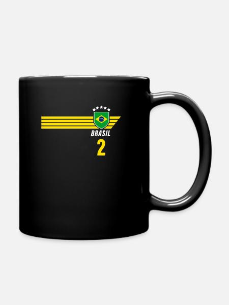 Brésil Maillot de fan de football brésilien Seleção - Mug uni - noir