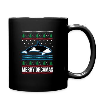 Funny Pun Merry Orcamas - Tasse einfarbig - Schwarz - Rechts