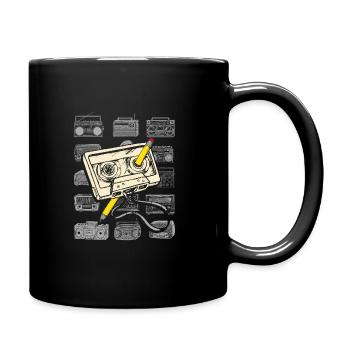 Kassette Bleistift Vintage Geschenk 80s 90s Radio - Tasse einfarbig - Schwarz - Rechts